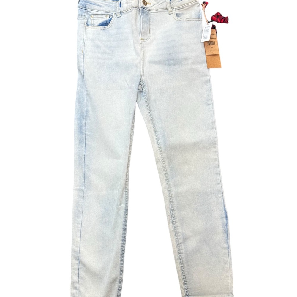 STEVE MADDEN Girl’s Sz 16 Sunbleached Stretch Twill Leggings Plaid Hair Tie